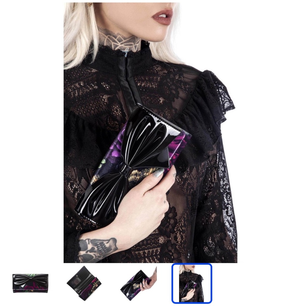Killstar Black and Purple Floral Clutch - Picture 2 of 7